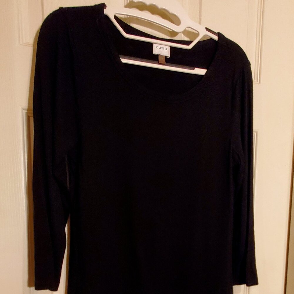 Cupio 3/4 Sleeve Black Tunic, Size Medium, Super Soft, Strechy